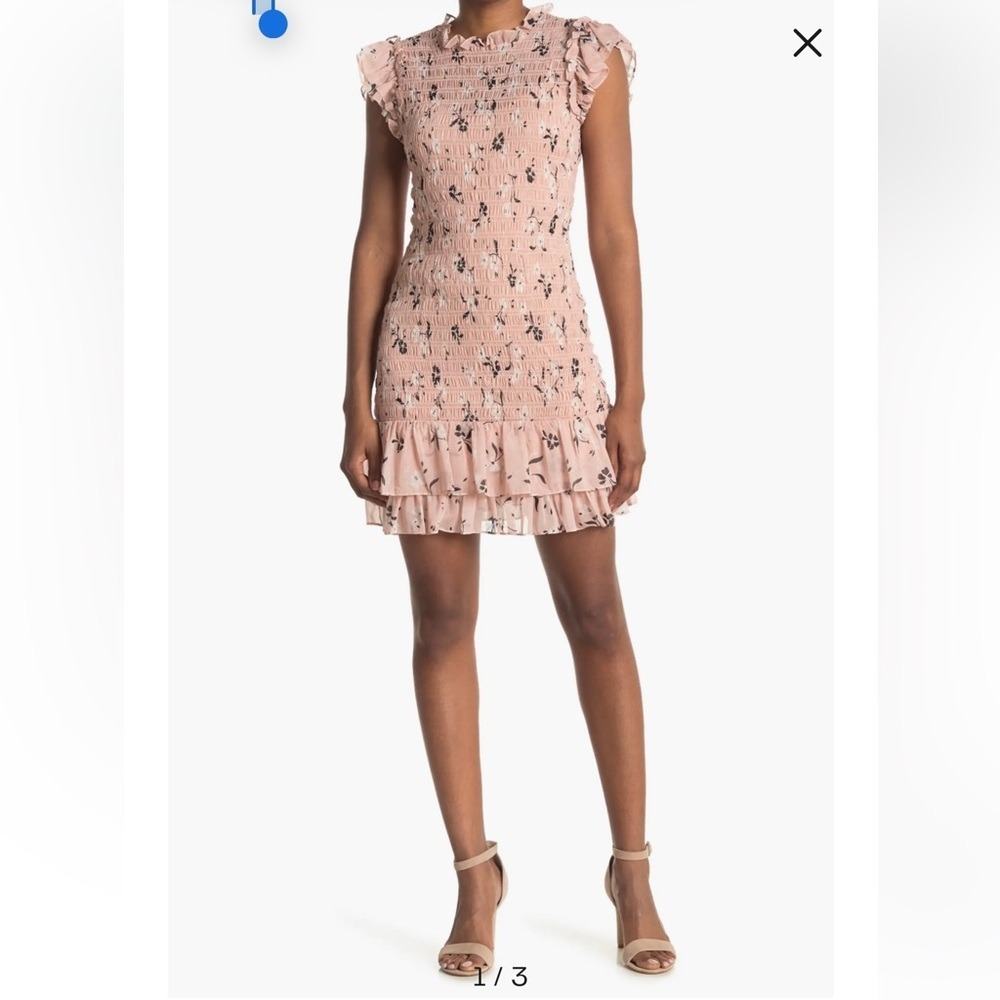 Veronica Beard Cici Dress Blush Multi Floral Smocked Ruffle Mini 2003CHF042657 6